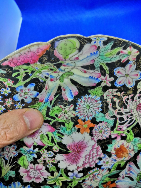 古玩陶瓷清光緒 二級官窯粉彩百花不落地賞盤一對拍賣，當前價格6800元
