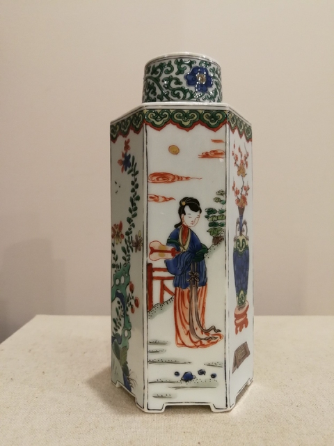 古玩陶瓷五彩茶葉罐真品鑒賞圖