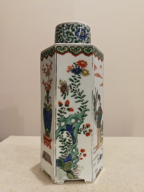 古玩陶瓷五彩茶葉罐真品鑒賞圖