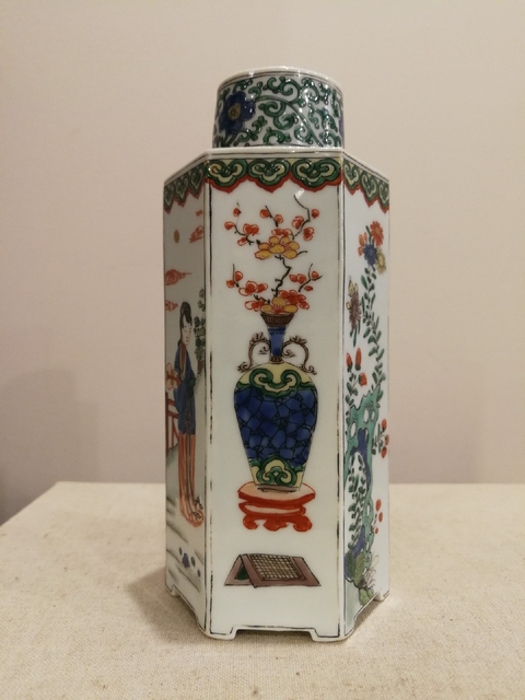 古玩陶瓷五彩茶葉罐真品鑒賞圖