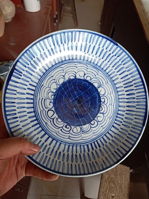 古玩陶瓷壽字紋青花盤拍賣，當前價格11400元