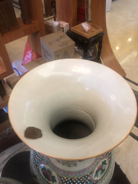 古玩陶瓷清光緒粉彩清供博古插花紋膽式瓶拍賣，當前價格12500元