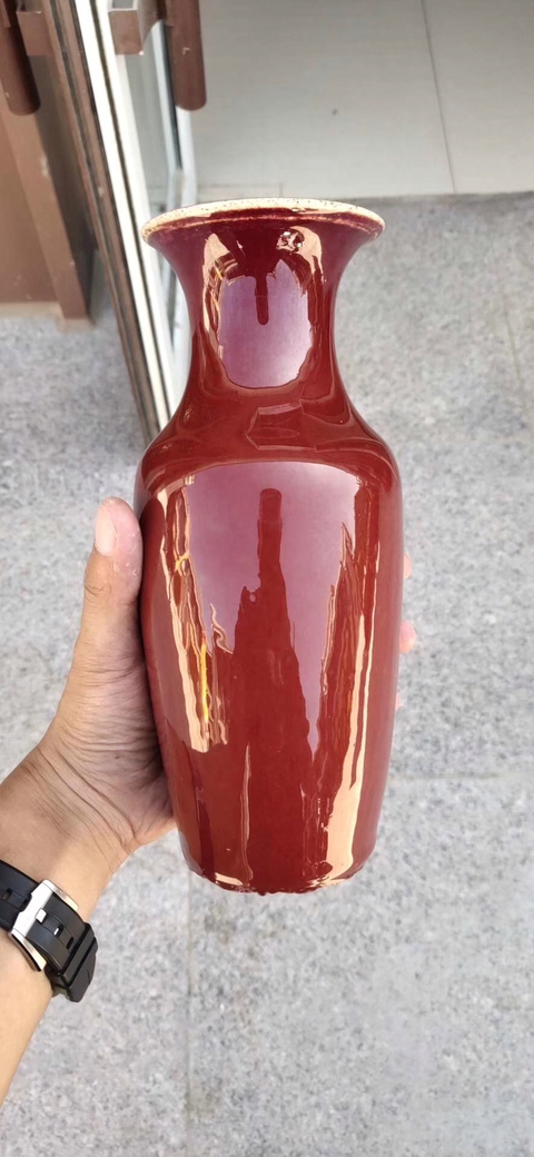 古玩陶瓷霽紅觀音瓶拍賣，當(dāng)前價(jià)格12300元