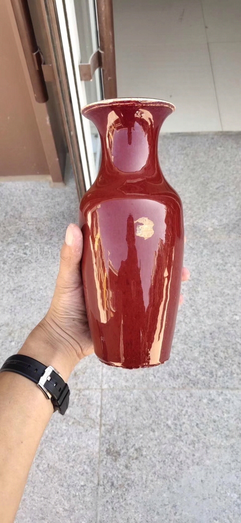 古玩陶瓷霽紅觀音瓶拍賣，當(dāng)前價(jià)格12300元