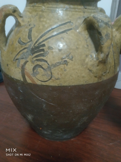 古玩陶瓷黃釉劃花四系壺拍賣，當前價格5500元