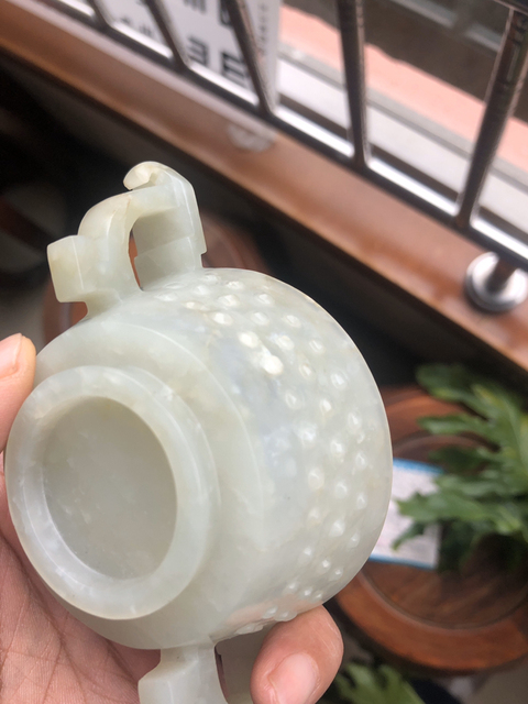 古玩玉器和田玉谷紋雙耳杯拍賣，當前價格13800元