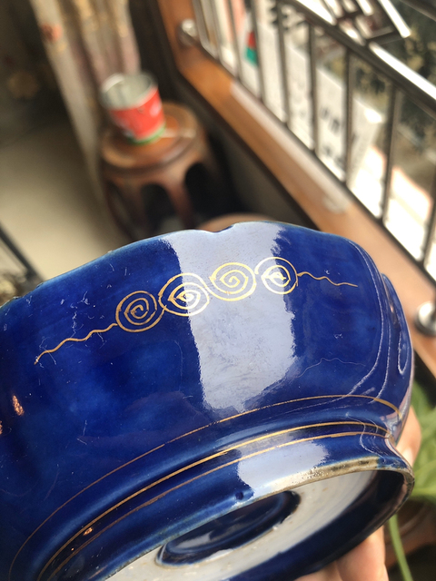 古玩陶瓷霽藍(lán)釉描金壽字花卉紋花口洗拍賣，當(dāng)前價(jià)格12800元