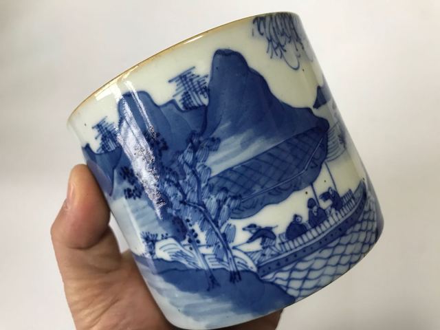 古玩陶瓷青花山水紋筆筒拍賣，當(dāng)前價(jià)格11800元