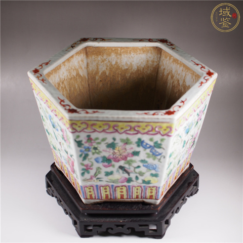 古玩陶瓷粉彩花盆拍賣，當(dāng)前價格11800元