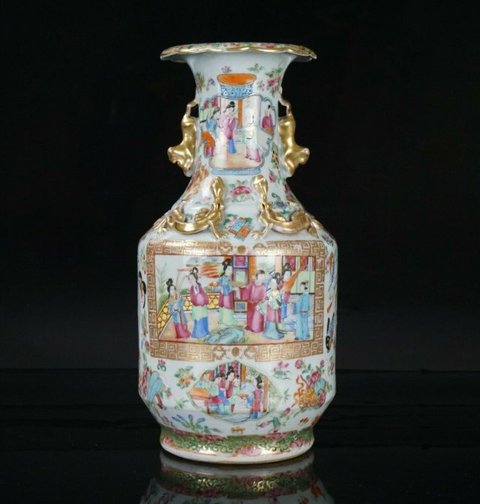 古玩陶瓷廣彩人物紋瓶拍賣，當前價格9900元