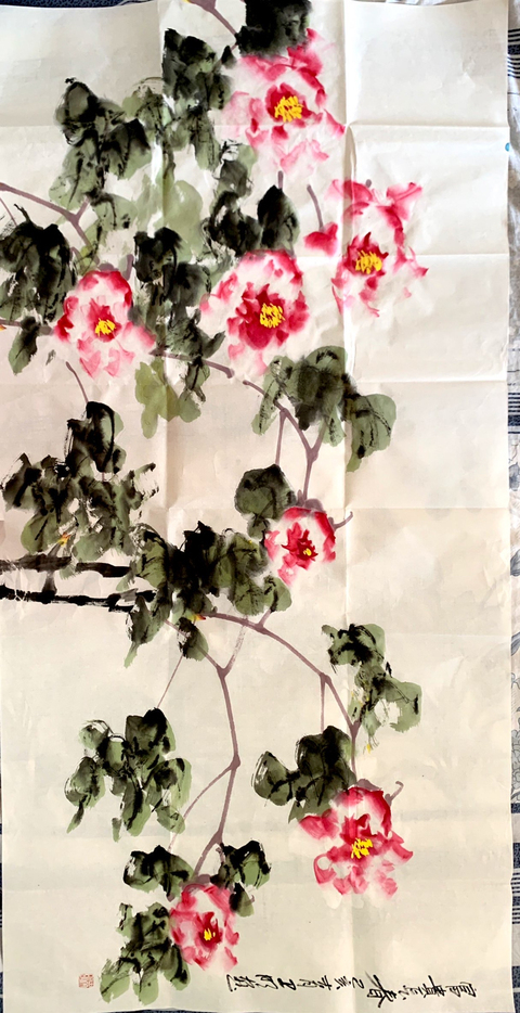 古玩字畫衛明款花鳥（富貴長春）拍賣，當前價格6600元