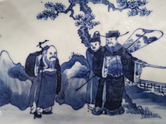 古玩陶瓷三星人物海棠盤拍賣，當前價格9800元