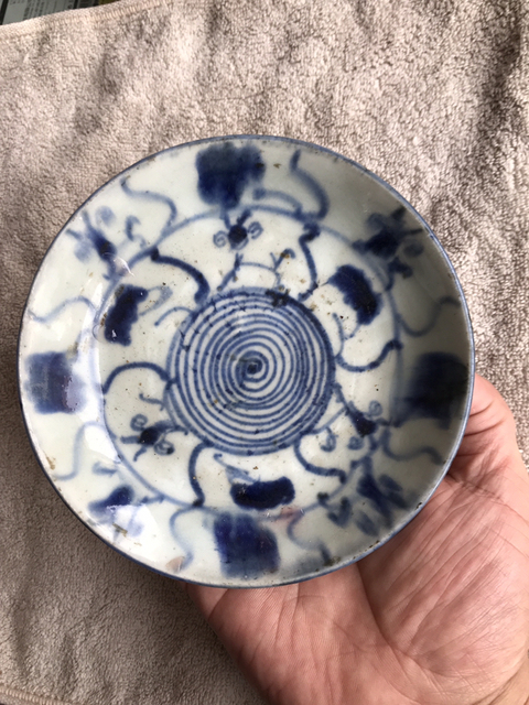 古玩陶瓷青花折枝花卉紋盤拍賣，當前價格9900元