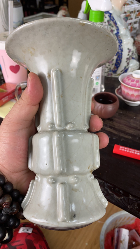 古玩陶瓷雍正 ?仿官釉出戟花觚拍賣，當前價格10800元