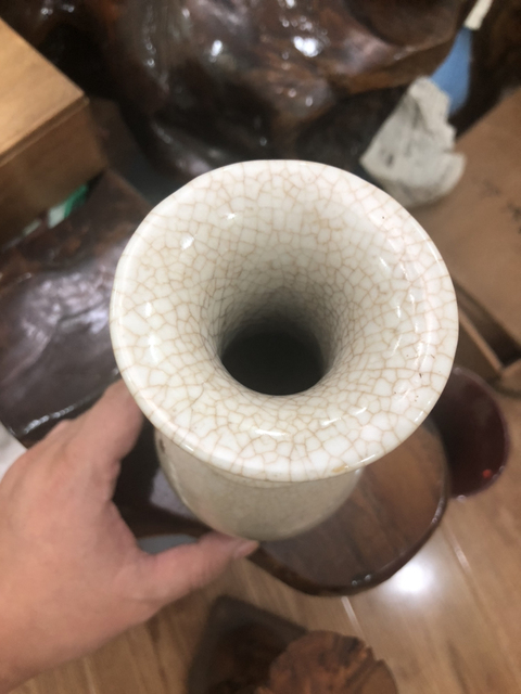 古玩陶瓷哥釉鐵銹鐵銹花廣口觀音瓶拍賣，當前價格11200元