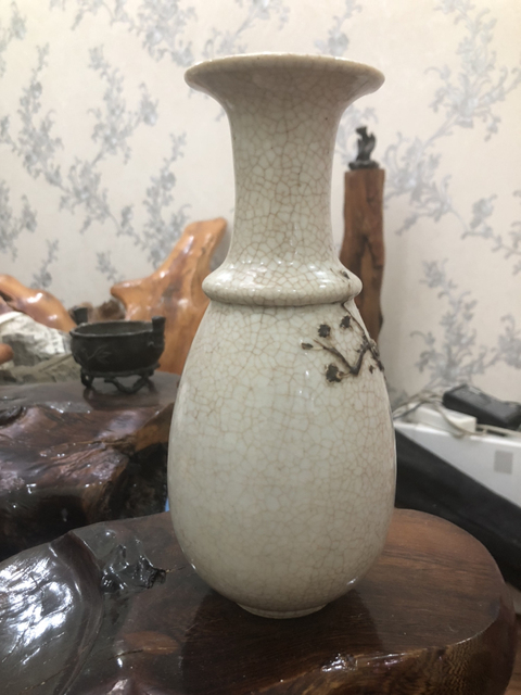 古玩陶瓷哥釉鐵銹鐵銹花廣口觀音瓶拍賣，當前價格11200元