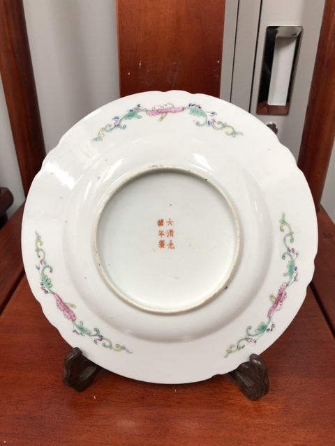 古玩陶瓷清光緒 二級官窯百花不落地賞盤拍賣,當(dāng)前價格3500元