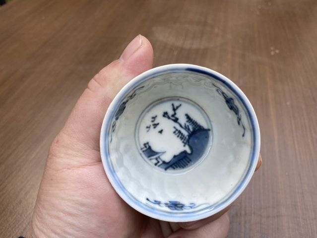 古玩陶瓷山水瓜棱杯拍賣，當(dāng)前價(jià)格11800元