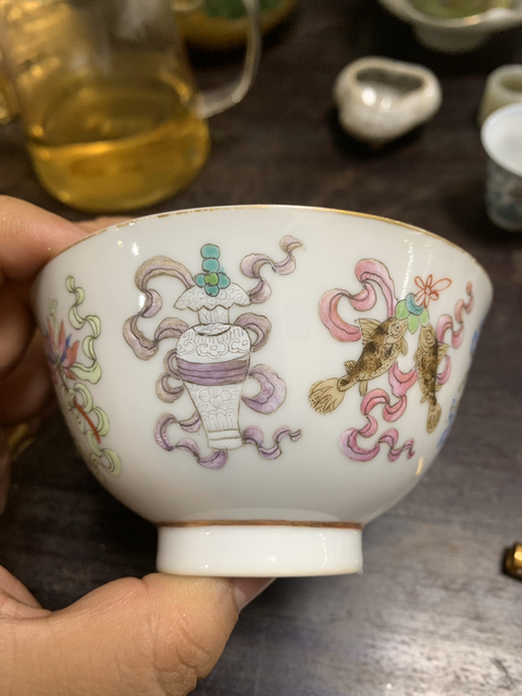 古玩陶瓷清同治粉彩八寶紋碗拍賣，當前價格8500元