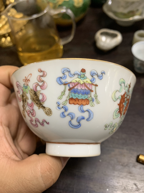 古玩陶瓷清同治粉彩八寶紋碗拍賣，當前價格8500元