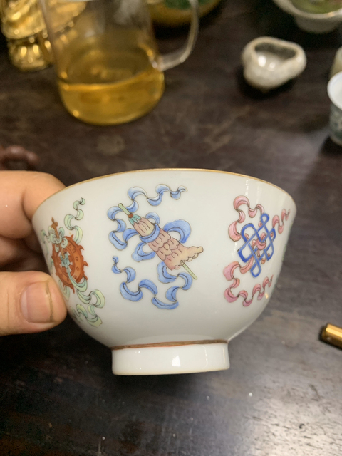 古玩陶瓷清同治粉彩八寶紋碗拍賣，當前價格8500元