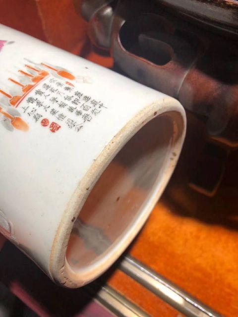 古玩陶瓷清晚期風格粉彩無雙譜人物紋帽筒拍賣，當前價格10800元