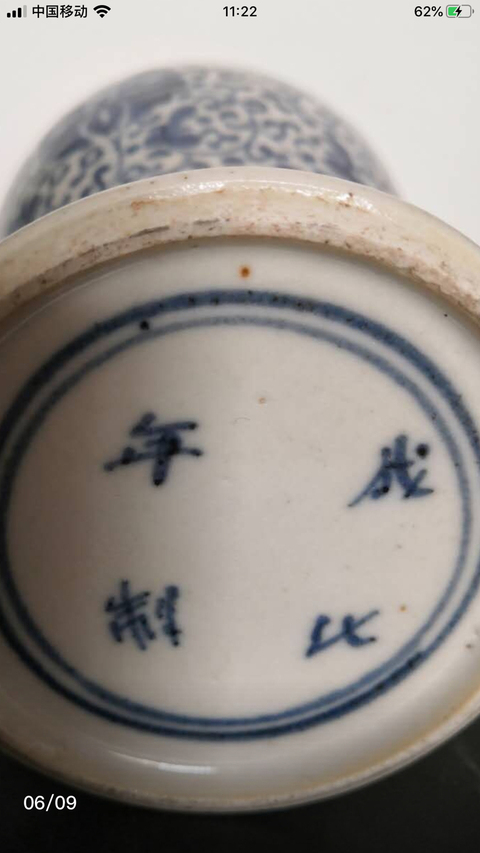 古玩陶瓷青花皮球花卉紋梅瓶拍賣，當前價格10500元