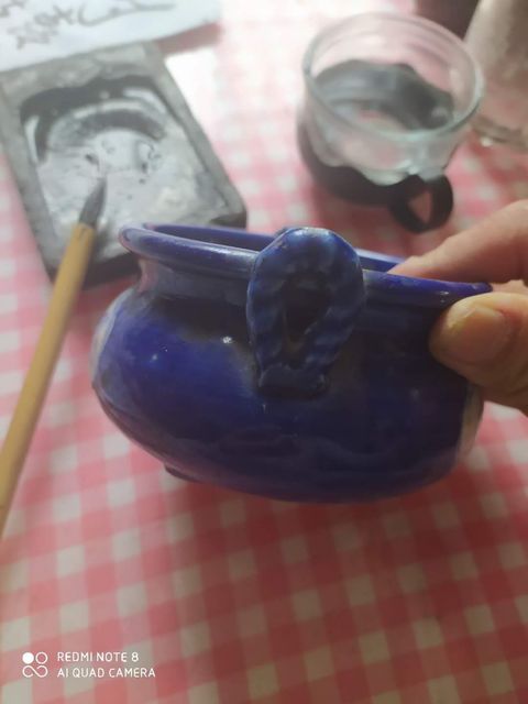 古玩陶瓷祭藍釉開窗青花爐拍賣，當前價格11500元