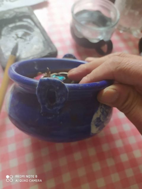 古玩陶瓷祭藍釉開窗青花爐拍賣，當前價格11500元