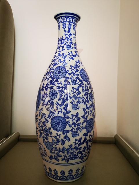 古玩陶瓷歌釉青花觀音瓶拍賣，當前價格380元