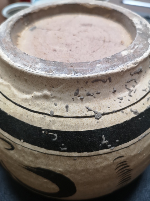 古玩陶瓷白釉黑花紋鳳凰鼓腹罐拍賣，當前價格1999元