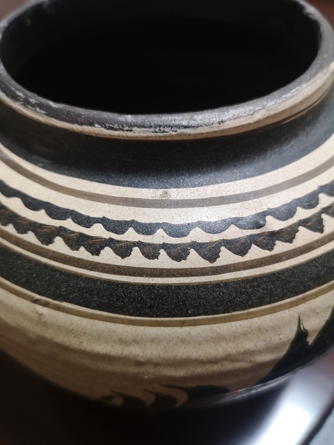 古玩陶瓷白釉黑花紋鳳凰鼓腹罐拍賣，當前價格1999元