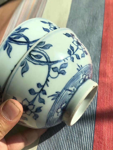 古玩陶瓷雍正淡描青花落花流水紋碗拍賣，當前價格12500元