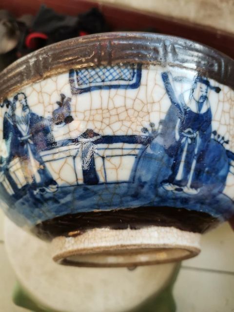 古玩陶瓷哥釉地鐵泥青花碗拍賣，當前價格10500元