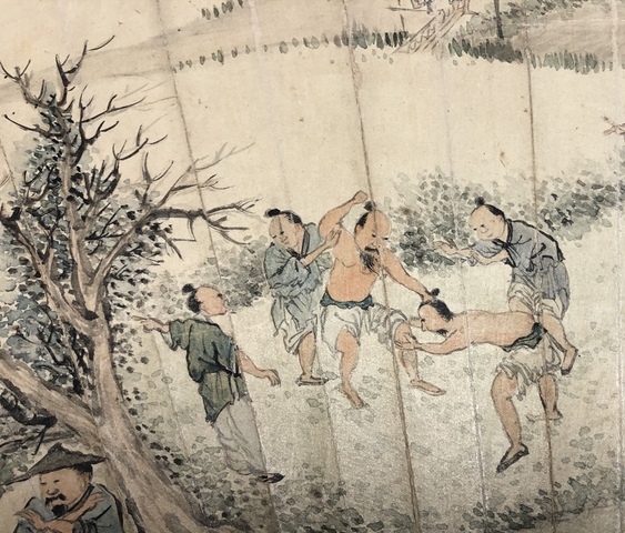 古玩字畫王素《田園人物》扇面拍賣，當前價格5680元