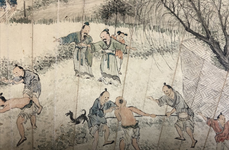 古玩字畫王素《田園人物》扇面拍賣，當前價格5680元