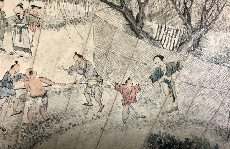 古玩字畫王素《田園人物》扇面拍賣，當前價格5680元