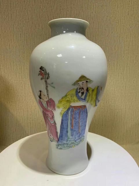 古玩陶瓷粉彩陶淵明愛菊紋觀音尊拍賣，當(dāng)前價(jià)格14500元