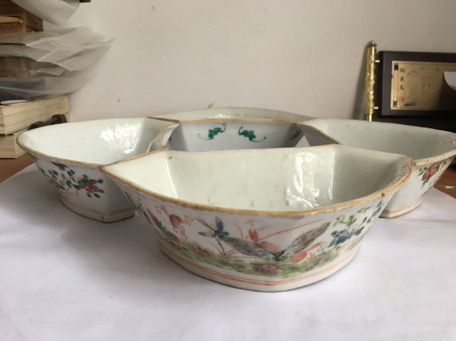 古玩陶瓷粉彩五福盆拍賣，當前價格13800元