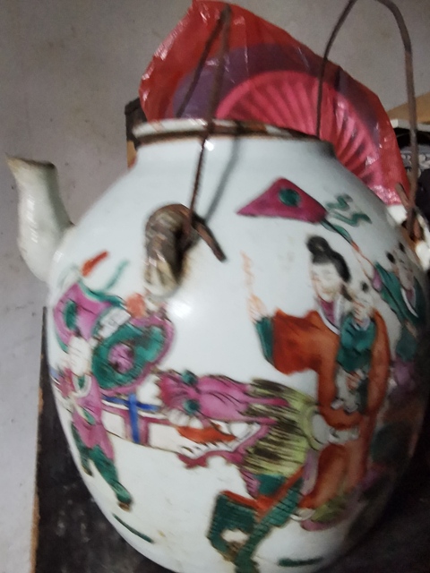 古玩陶瓷民國粉彩麒麟送子茶壺拍賣，當前價格13800元