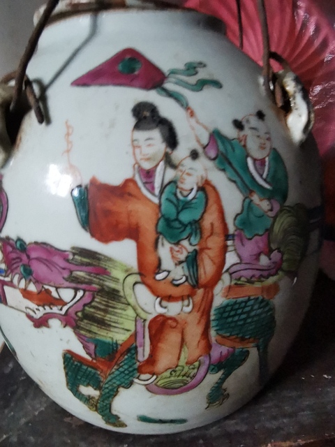 古玩陶瓷民國粉彩麒麟送子茶壺拍賣，當前價格13800元