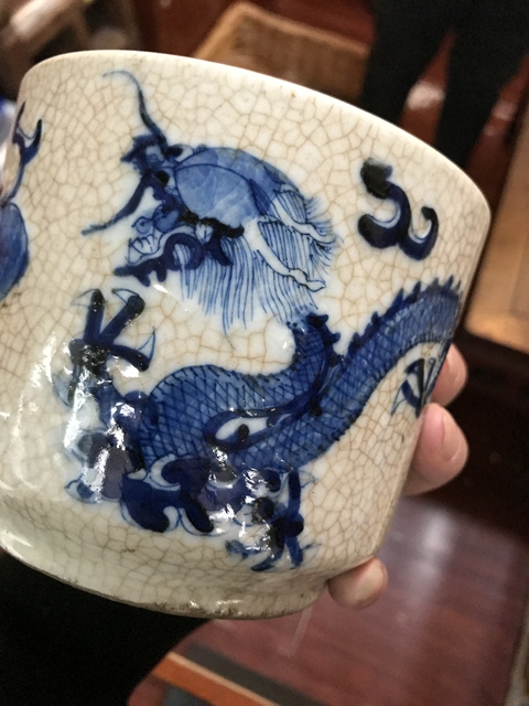 古玩陶瓷哥釉青花龍紋香爐拍賣，當前價格7000元
