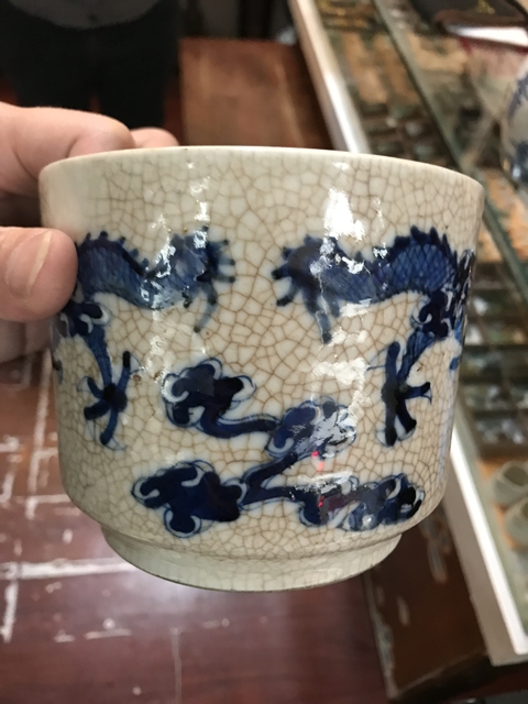 古玩陶瓷哥釉青花龍紋香爐拍賣，當前價格7000元