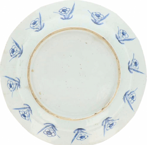 古玩陶瓷青花花卉山水紋折腰盤拍賣，當前價格9600元