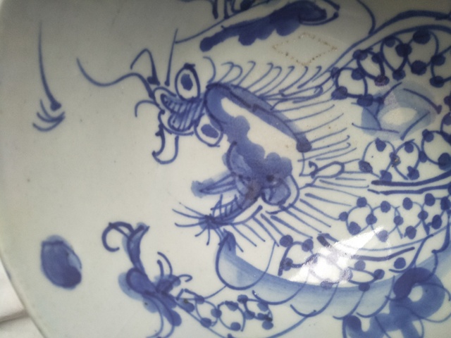 古玩陶瓷過(guò)墻龍紋青花碗拍賣，當(dāng)前價(jià)格1600元