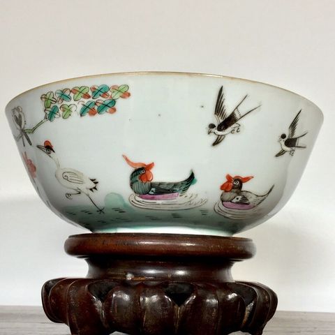 古玩陶瓷粉彩五倫圖紋碗拍賣，當(dāng)前價(jià)格11800元