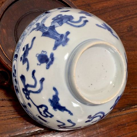 古玩陶瓷青花博古插花紋紋碗拍賣，當前價格11400元