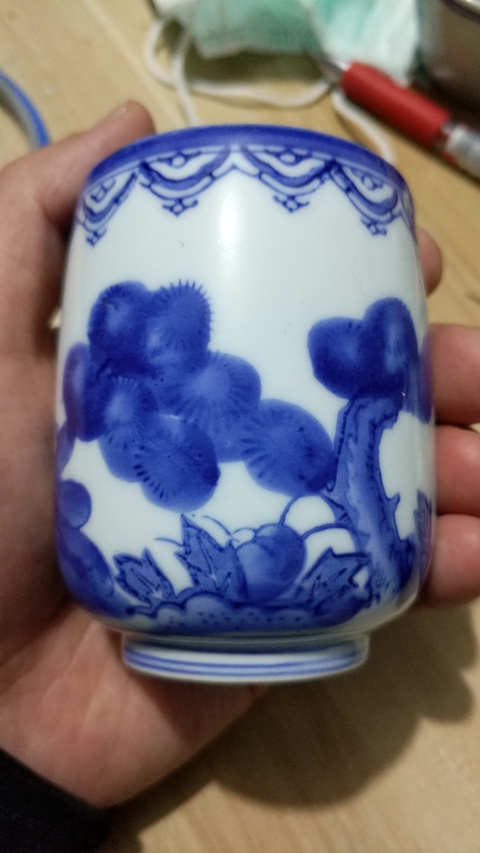 古玩陶瓷嬰戲紋青花杯拍賣，當前價格2200元