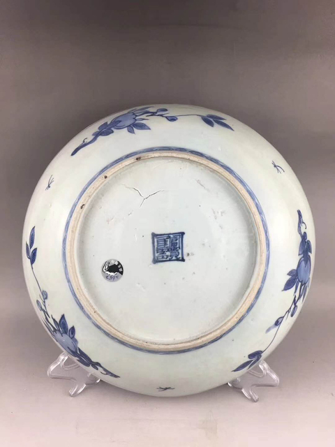 古玩陶瓷瑞獸鶴紋青花盤拍賣，當(dāng)前價(jià)格13800元