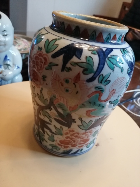 古玩陶瓷五彩罐拍賣，當(dāng)前價(jià)格12300元